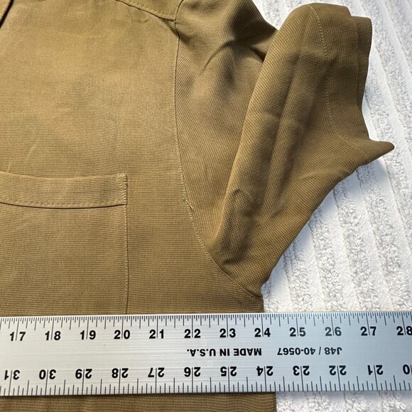 Tommy Bahama Mens Wooden Button Up Silk Camp Shirt Large Brown Short Sleeve - Picture 6 of 7